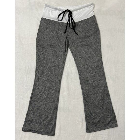 Bootcut Yoga Pants Women’s Large Gray Mid Rise Workout Casual Drawstring - Picture 1 of 9